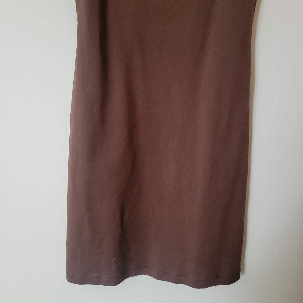 AYR Women's Brown High Neck Bodycon Spaghetti Strap Summer Mini Dress Size Small - Picture 5 of 7